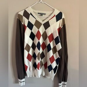 Old Navy Argyle Knit Sweater with Red‎ and Brown